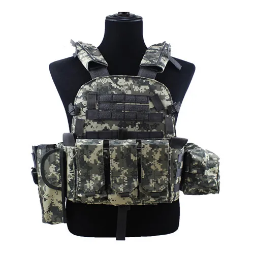 ACU Тактический Molle Plate Carrier страйкбол жилет Пейнтбол боевой тренировочный Жилет Мягкий жилет загар с тройным подсумок Интерком - Цвет: ACU