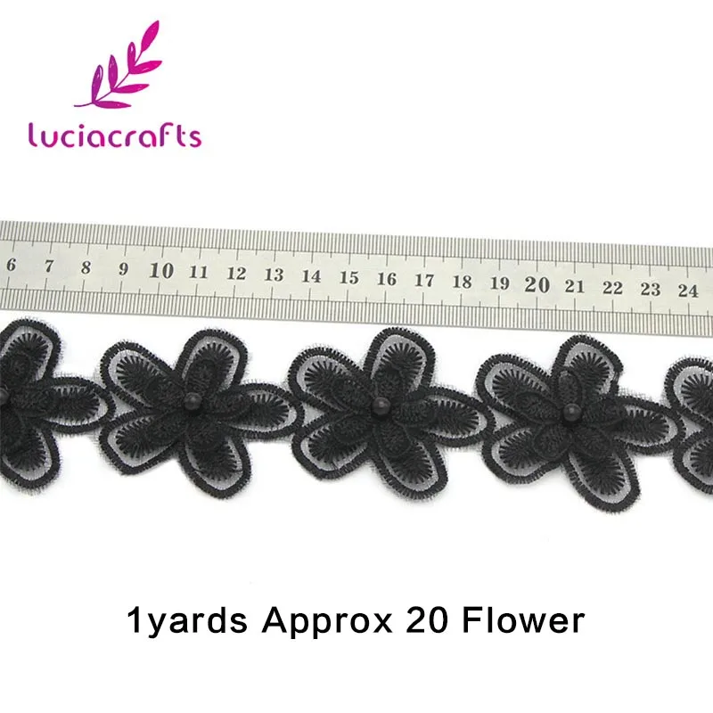 Lucia crafts 1y черная Цветочная вышивка из кружевной ткани Отделка ленты аппликация швейное платье DIY Одежда ручной работы материалы N0703 - Цвет: Style 5   Approx52mm