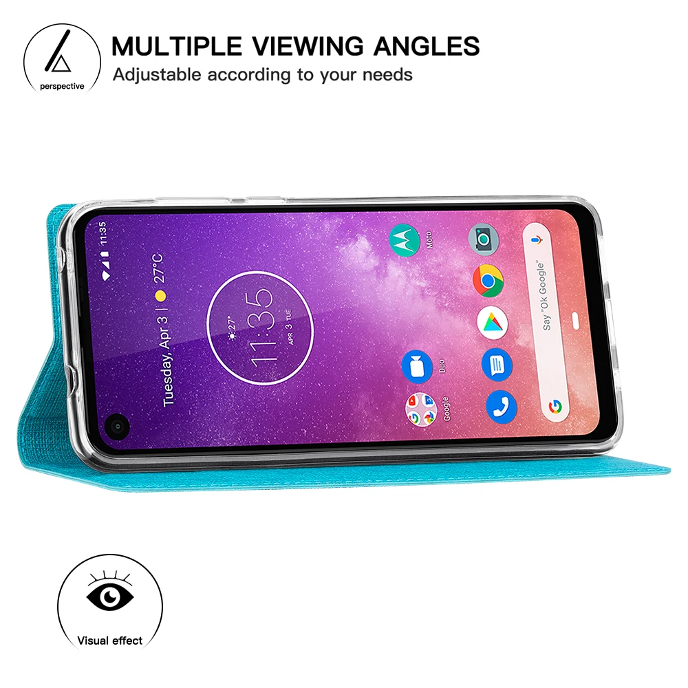 Винтажный тканевый чехол-книжка для Motorola Moto One Vision, кошелек с отделением для карт, магнитный чехол-книжка для Motorola Moto One Vision