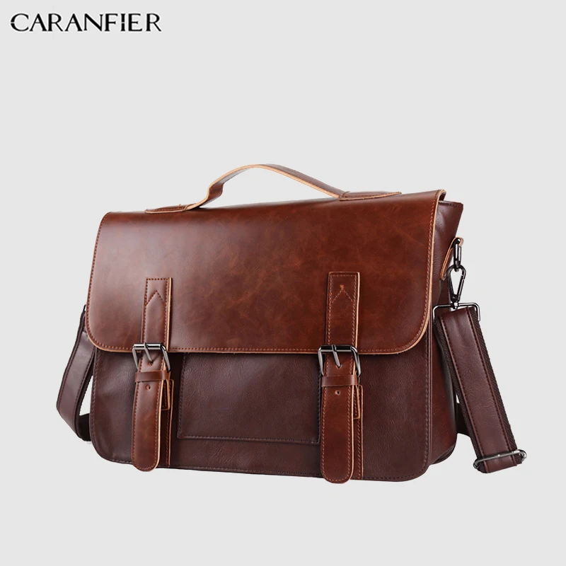 Мужской портфель CARANFIER из искусственной кожи сумка через плечо вместительные