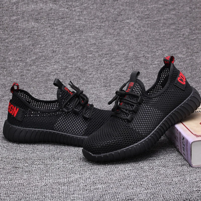 Мужские кроссовки легкие дышащие со светоотражающим покрытием стальным носом