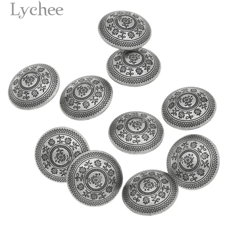 23mm Lychee 10 шт. винтажные Цветочные Резные металлические пуговицы ретро круглые кнопки DIY Швейные принадлежности аксессуары для одежды - Цвет: 23mm