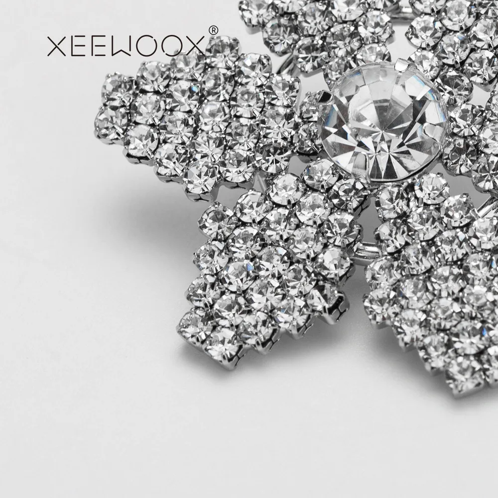 XEEWOOX 2019 новые женские хрустальные снежные хлопья Эффектные серьги-гвоздики для
