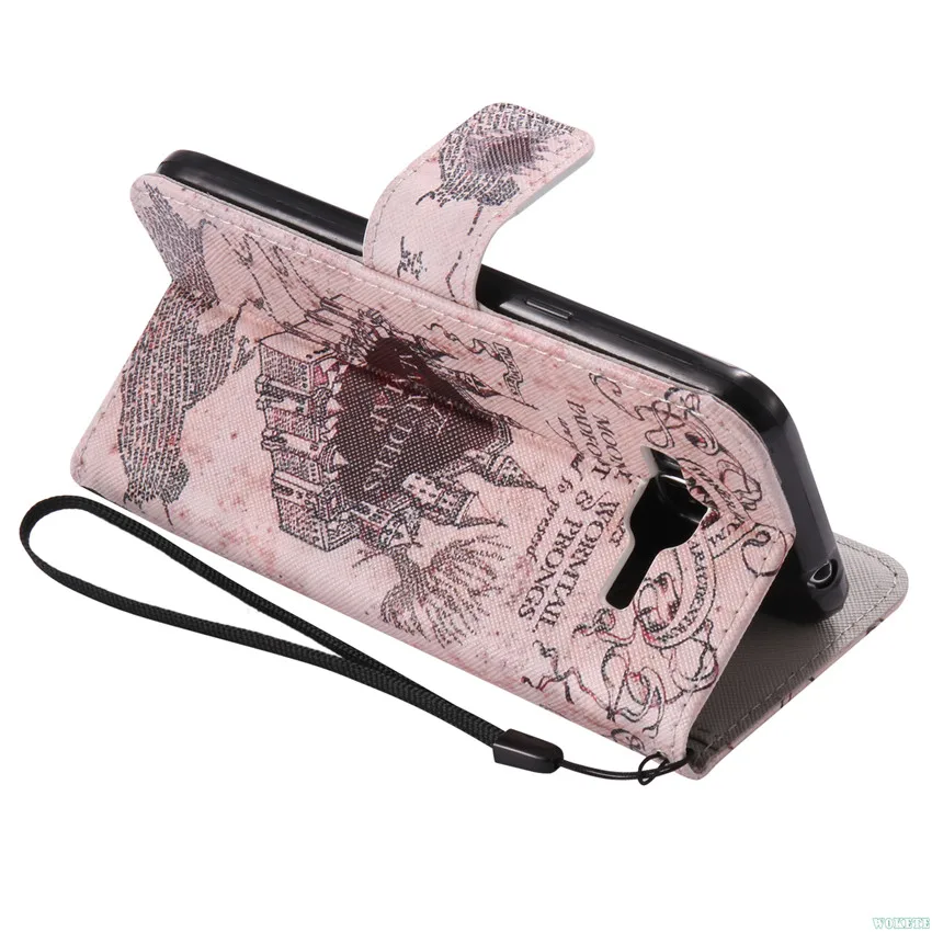 Мода Ретро Печать Кожа Case Стенд PU Бумажник Откидная Крышка for Samsung Galaxy J3 J310 J320 2015 2016