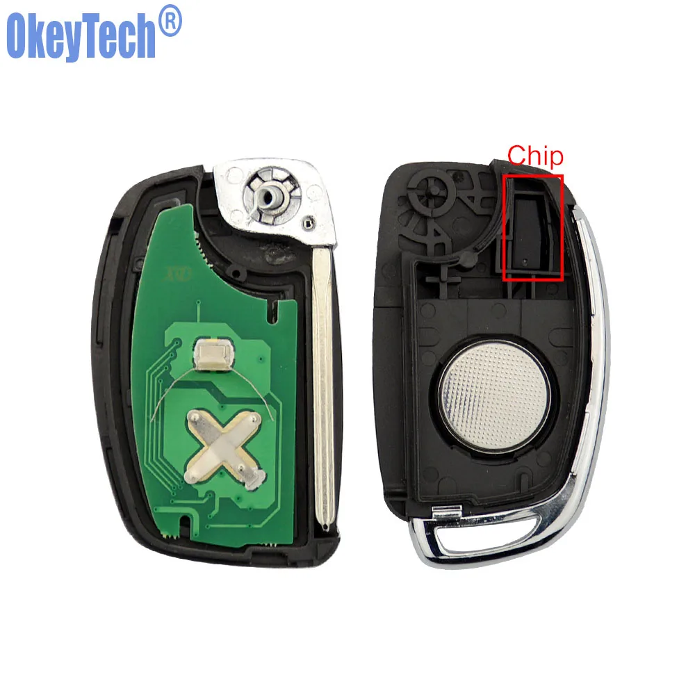 OkeyTech 433 мГц ID46 PCF7936 чип 3 кнопки автомобиль складной Флип дистанционного брелока