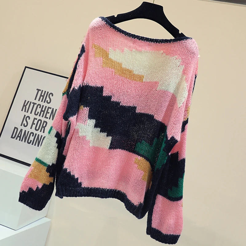 Для женщин Сладкий розовый пуловеры с пайетками свитеры для Femme Oversize