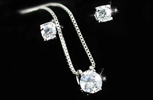 Женский ювелирный комплект из колье и серёг с фианитом|fashion jewelry set|jewelry setsjewelry sets
