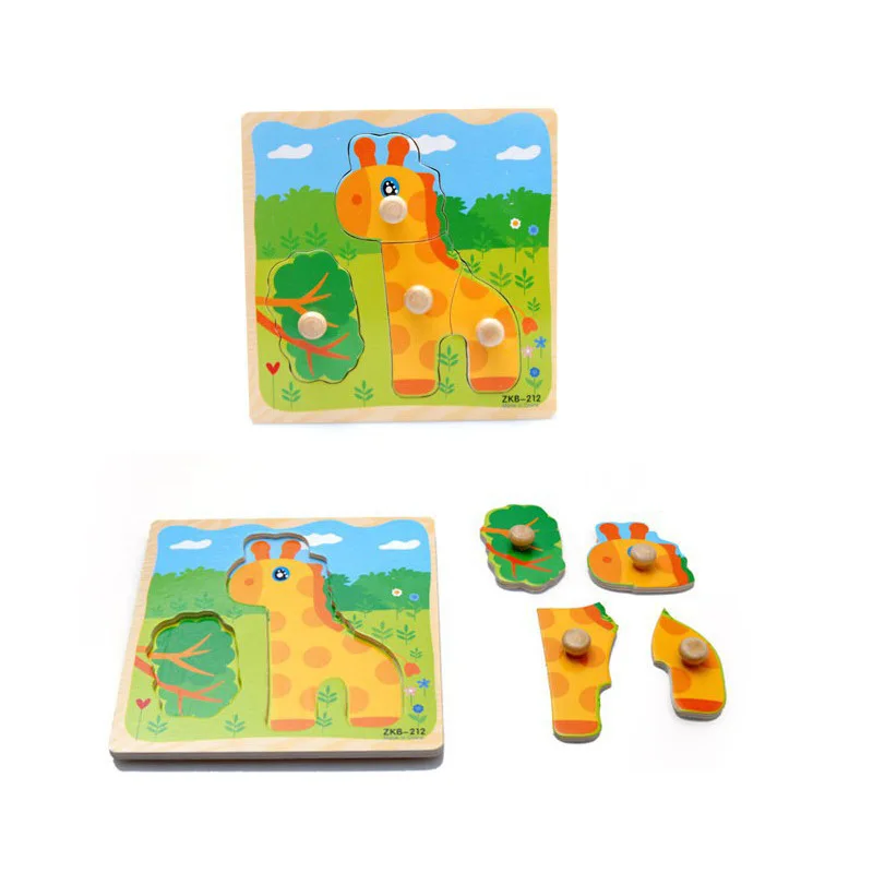 cartoon animal baby jigsaw Board wood puzzles 2-5 years old child wooden Kids toys puzzle Educational Learning Танграм игрушки