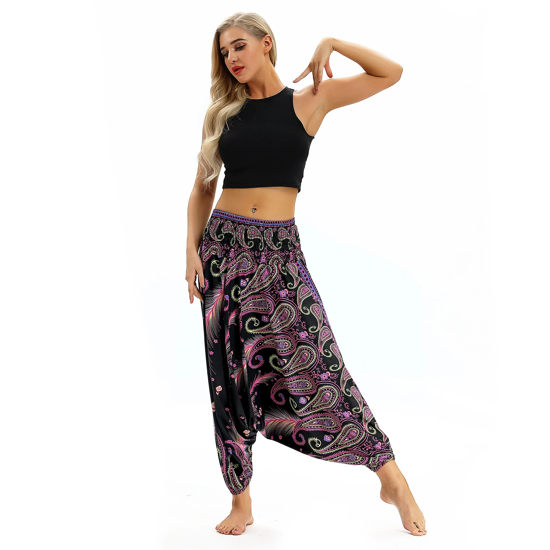 Print women casual fitness Yoga leggings lounge nepal pant Bloomers Indian Thailand wide leg loose pants beach wear Harem Pants
