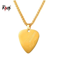 kpop guitar pick pendant personalized jewelry gifts for him stainless steel goldblack color music necklace men p3271