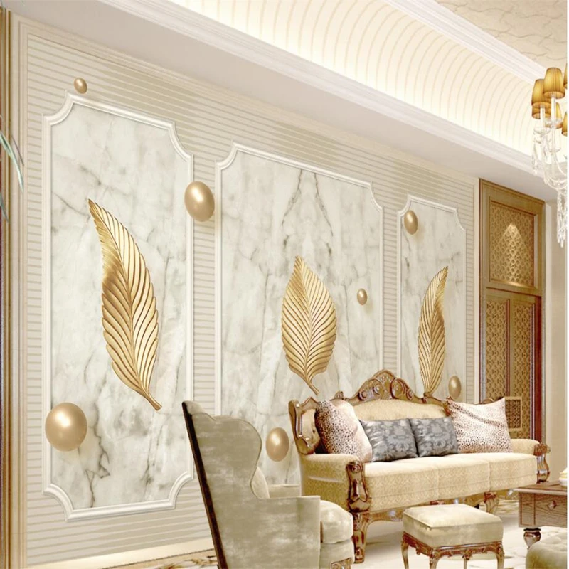 

beibehang Custom 3d wallpaper gold leaf ball 3d marble texture murals living room sofa bedroom study TV background wall G