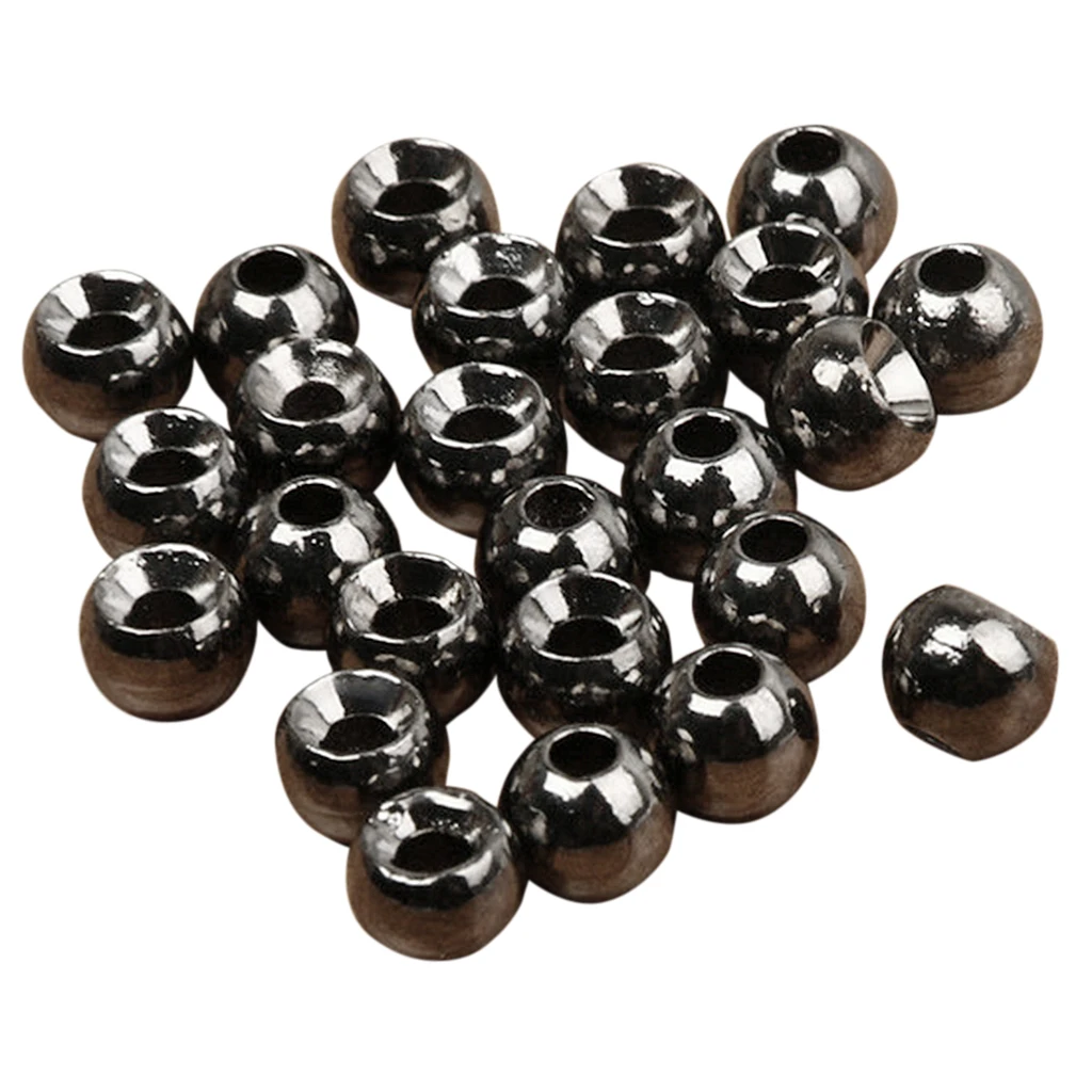 50pcs Tungsten Slotted Tying Beads Nymph Head Ball Beads Gold& Black Fishing Accessories Senuelos de pesca leurres de peche