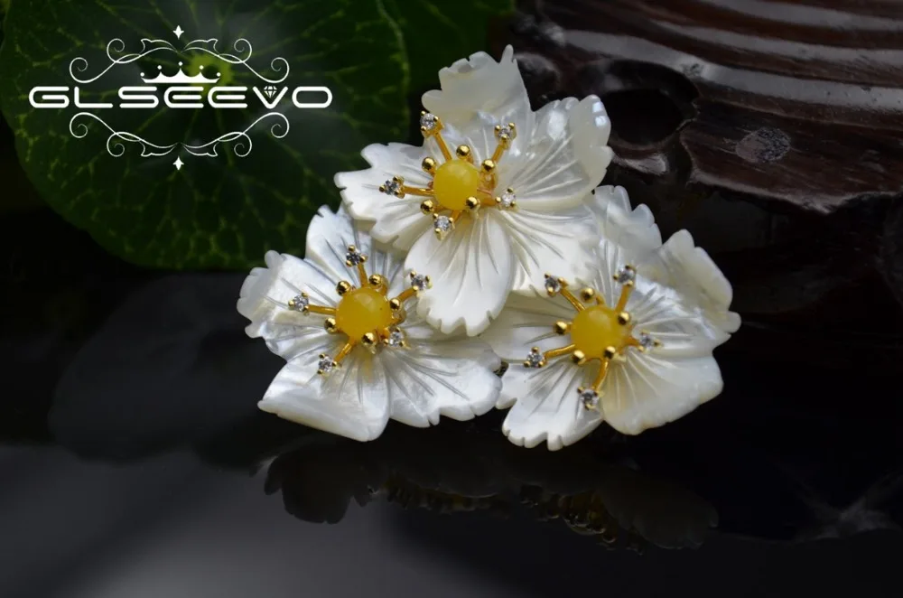 GLSEEVO натуральный перламутр Цветок Брошь Pin пчелиный воск броши для Для женщин