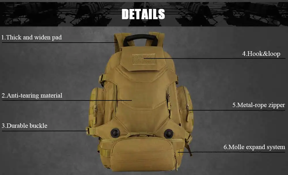 40L военный тактический рюкзак, камуфляжный рюкзак Mochila для мужчин и женщин, уличные походные спортивные сумки, армейский рюкзак Molle, рюкзак для путешествий