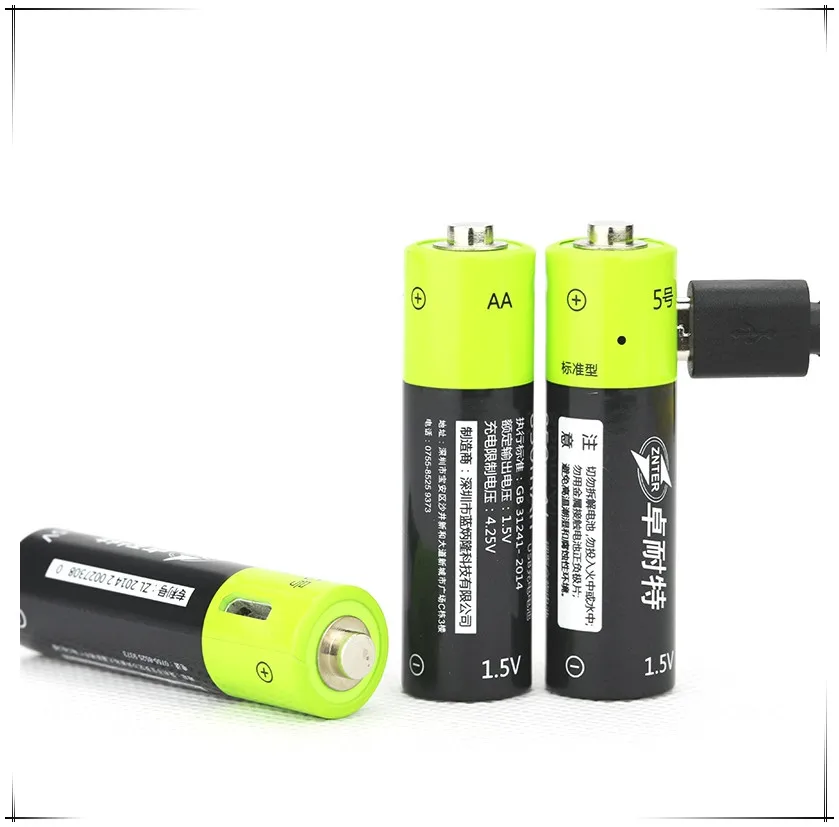 8 шт./лот ZNTER батарея 1 5 V AA 1250AWH USB перезаряжаемая литиевая + 1USB кабель флэш игрушка