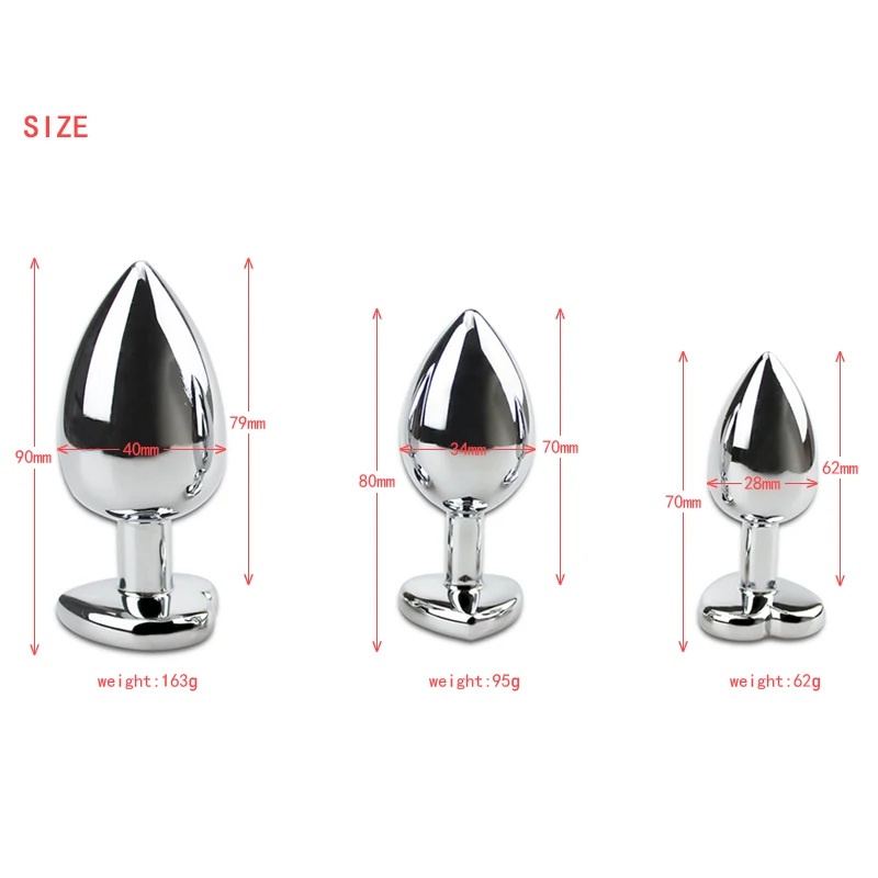 S/M/L Set Red Heart-shaped Stainless Steel Big Anal Plug Butt Metal Sex Toys For Men Gay Products Women |