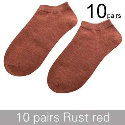 10 pairs rust red Новые Брендовые мужские носки из бамбукового волокна, мужские летние невидимые короткие носки для отдыха, цветные мужские носки-башмачки для подарка - Цвет: 10 pairs rust red