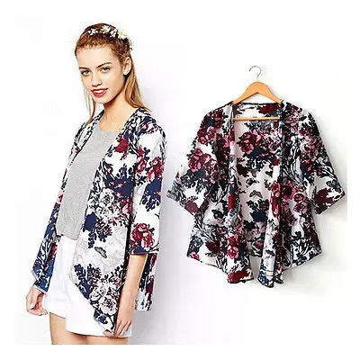 2016 New Summer Women Kimono Boho Cardigan Fashion Ladies Chiffon Shirt Floral Print Blouse camisas femininas Loose Beach Shawl | Женская