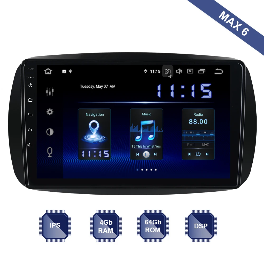 Android 9 0 2 Din GPS для Mercedes Benz Smart ForTwo C453 A453 W453 2016 2017 2018 JBL PX6 DSP IPS HDMI 4 Гб + 64 RDS WIFI BT