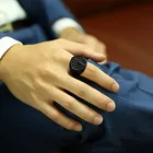 Кольцо-перстень мужское из нержавеющей стали, классное Очаровательное украшение с черной печаткой в стиле рокпанк, аксессуар на палец