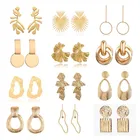 ZA ювелирные металлические Висячие серьги для женщин геометрические круглые листья винтажные массивные серьги Свадебные подарки бижутерия