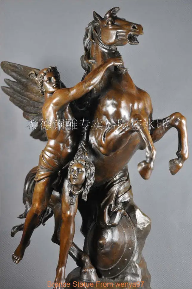 Арт Деко Скульптура Персей Пегас Бронзовая Статуя Подписали QQ EW|statue of liberty colors|bronze