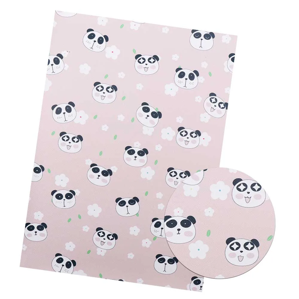 panda Xugar 22*30 см сова животное панда собака напечатана искусственная Синтетическая кожа ткань, DIY швейная цветочная ткань для домашняя Текстильная одежда сумки - Цвет: panda