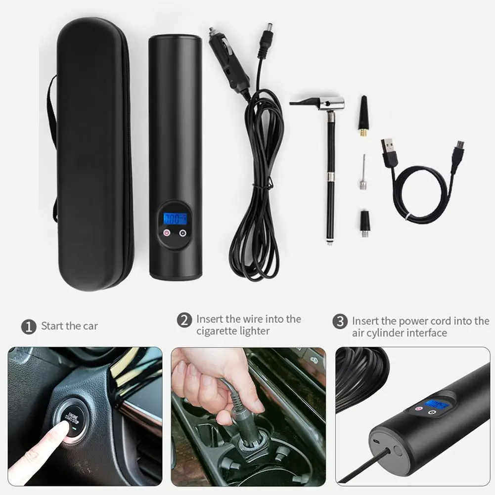 

Car Inflatable Pump LCD Digital Pressure Gauge with Backlight Wireless LED Flashlight Handheld Pump for Motorcycles Cars Truck