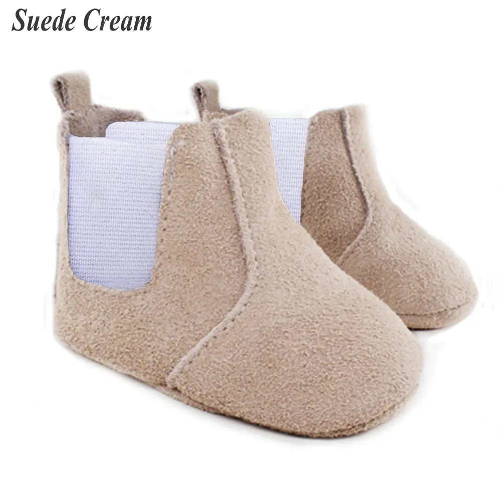 Suede cream Модные детские сапоги для осень/зима детская обувь девочек Теплые детские пинетки детские мокасины; первые шаги мальчиков schoenen - Цвет: Suede cream