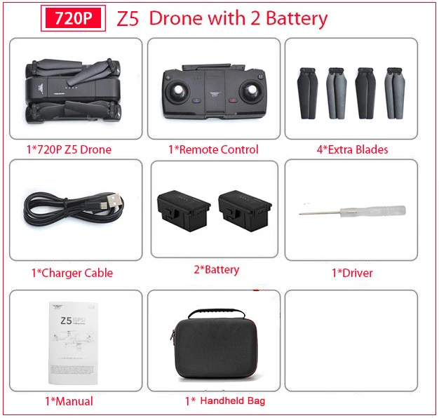 SJRC Z5 RC Дрон Профессиональный gps RTF 5G WiFi FPV 1080P камера с gps режим следования за мной RC Квадрокоптер vs XS812 MJX B5W JJPRO X5 - Цвет: 720P 2 Battery Bag