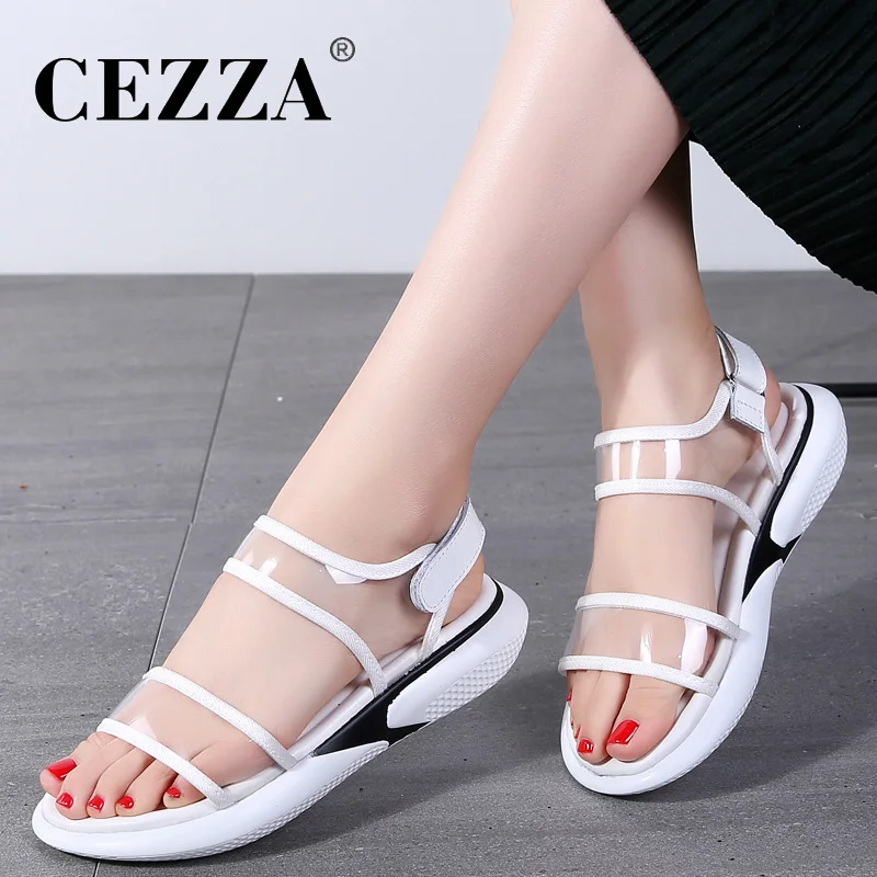 CEZZA sandals women 2018 Summer flat platform Sandals Jelly Shoes beach white wedge wedges shoes for | Обувь