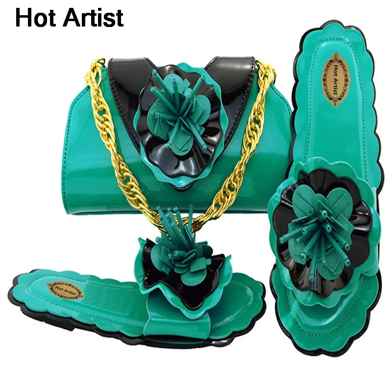 

Unique Design Italian Woman Shoes With Purse Sets For Party African Style Slipper Shoes And Bags Set For Wedding