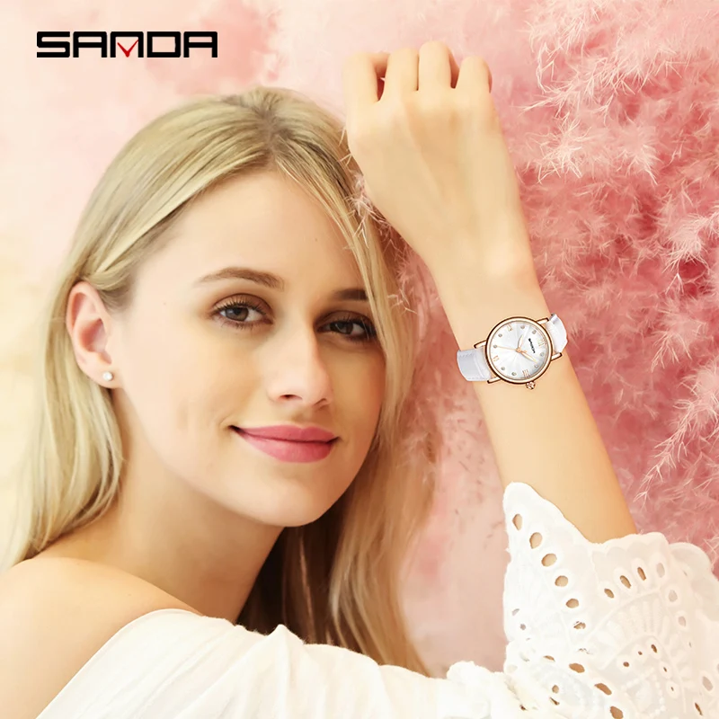 Relogio feminino SANDA женские часы модное платье кварцевые montre femme кожаный ремешок reloj