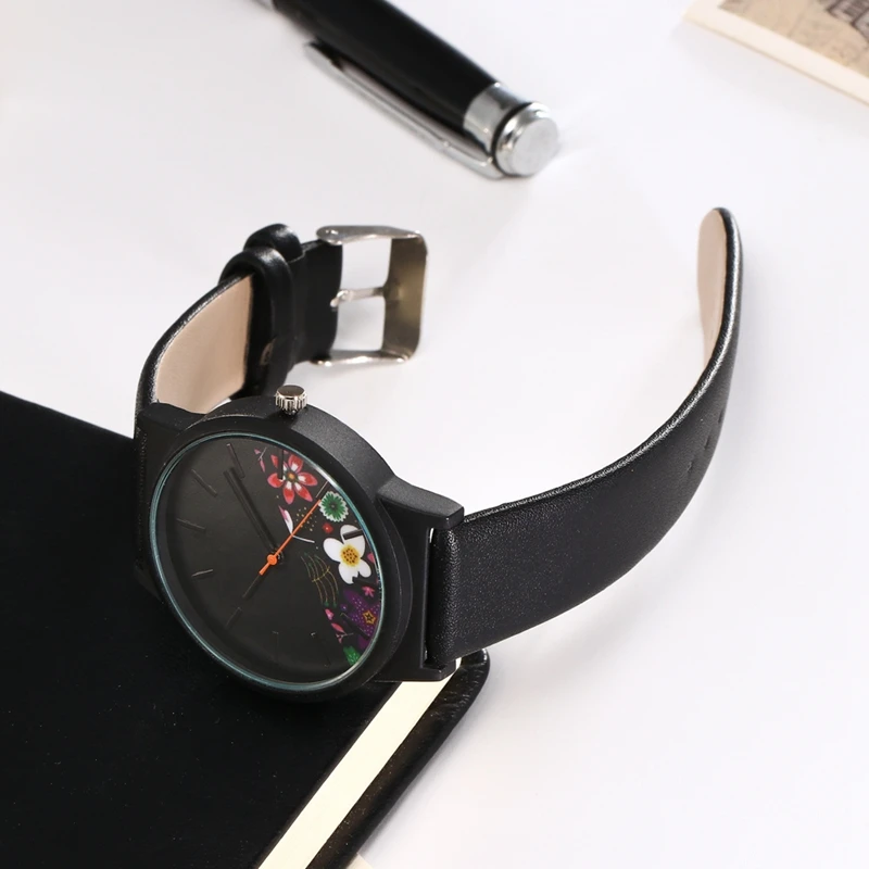 Оригинальные кожаные часы 2018 роскошные Премиум с цветочным узором повседневные