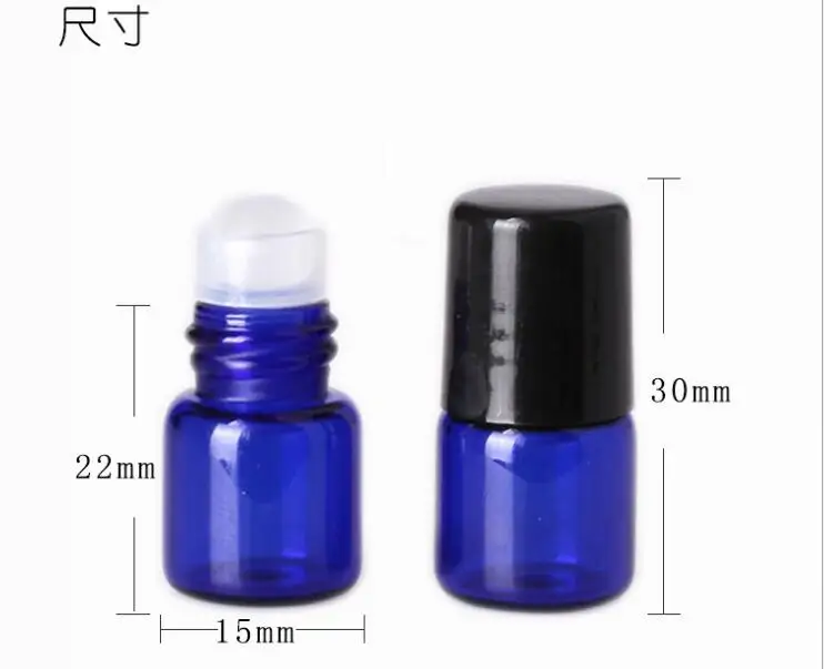 

Small 1mL blue Roll On Borosilicate Ball Glass Bottle Oil Sample Bottle 100PCS/LOT