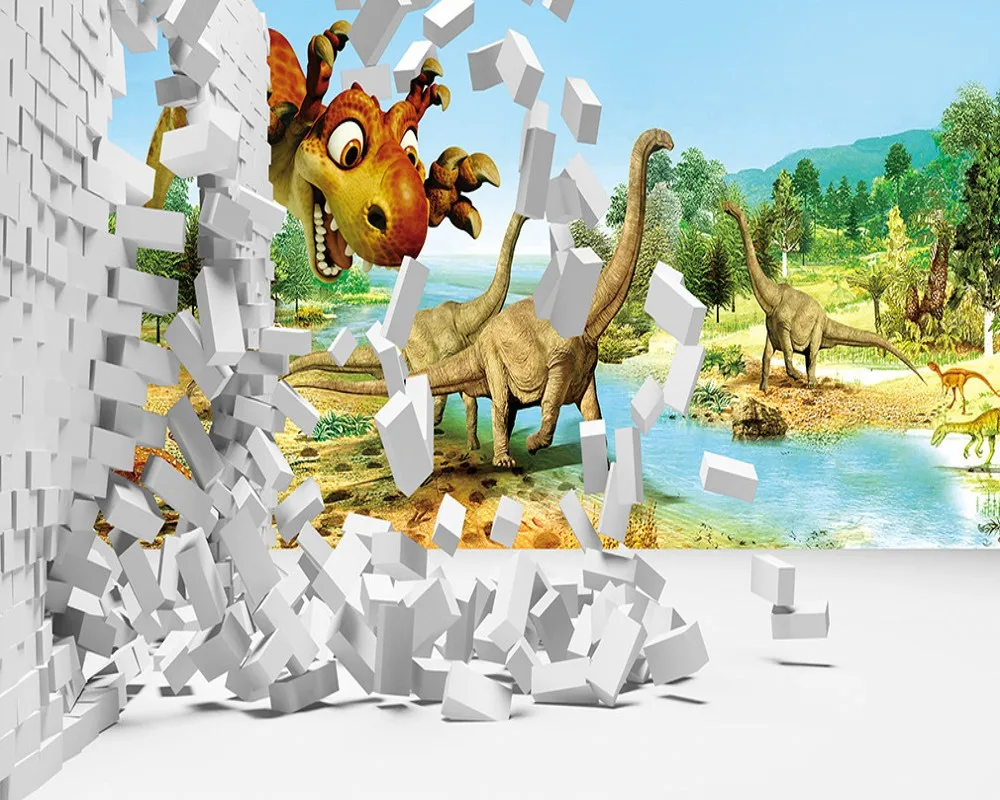 Бесплатная доставка 3D фотообои на заказ динозавр перерыв настенный фон для