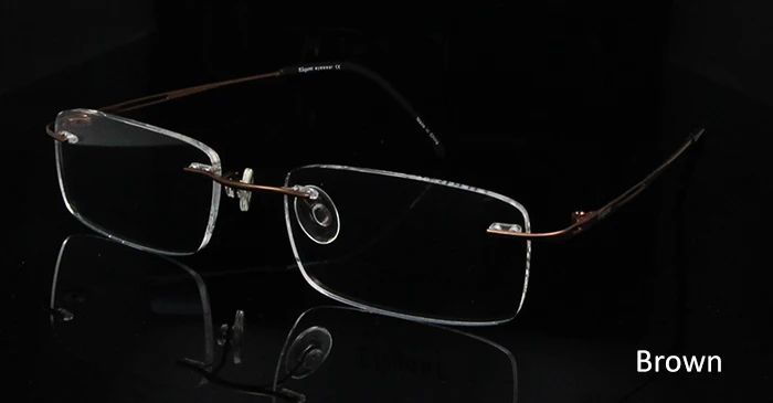 Rimless Titanium br ESNBIE супер светильник без оправы стекло для мужчин оптическое тонкое стекло для глаз es рамка титановое женское стекло по рецепту es - Цвет оправы: Rimless Titanium br