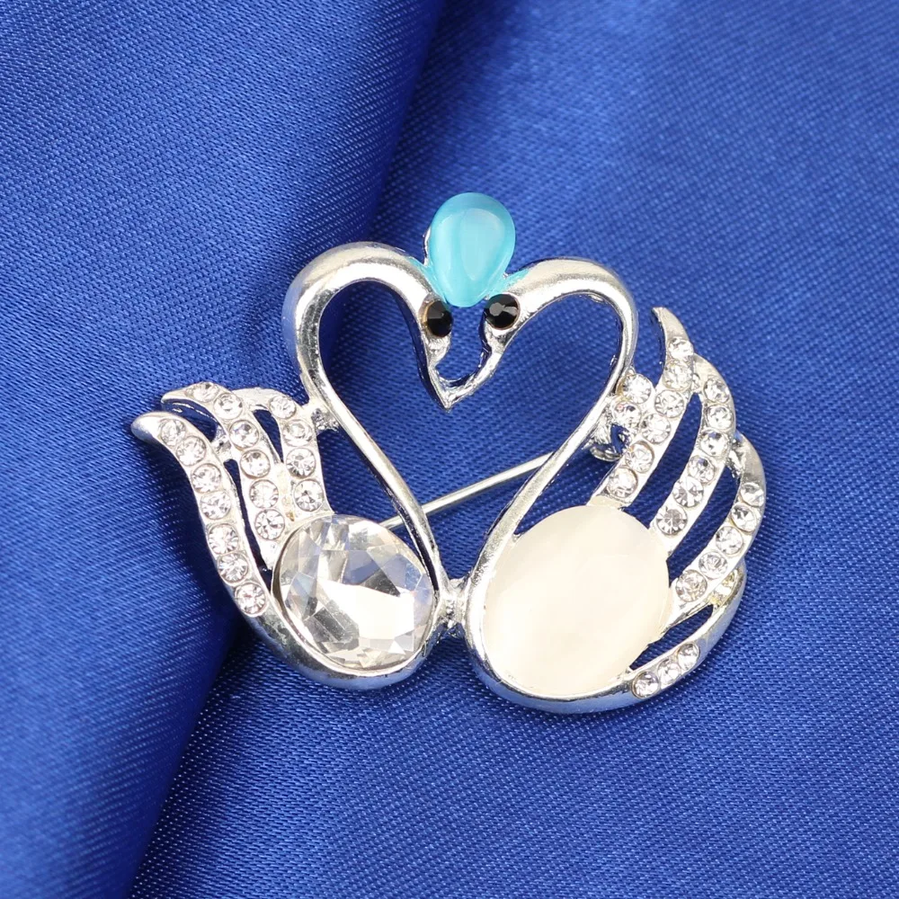WEVENI Rhinestone Swans Brooch For Women Crystal Brooches Pin Collar Scarf Decoration New Fashion Animal Jewelry Accessories | Украшения и