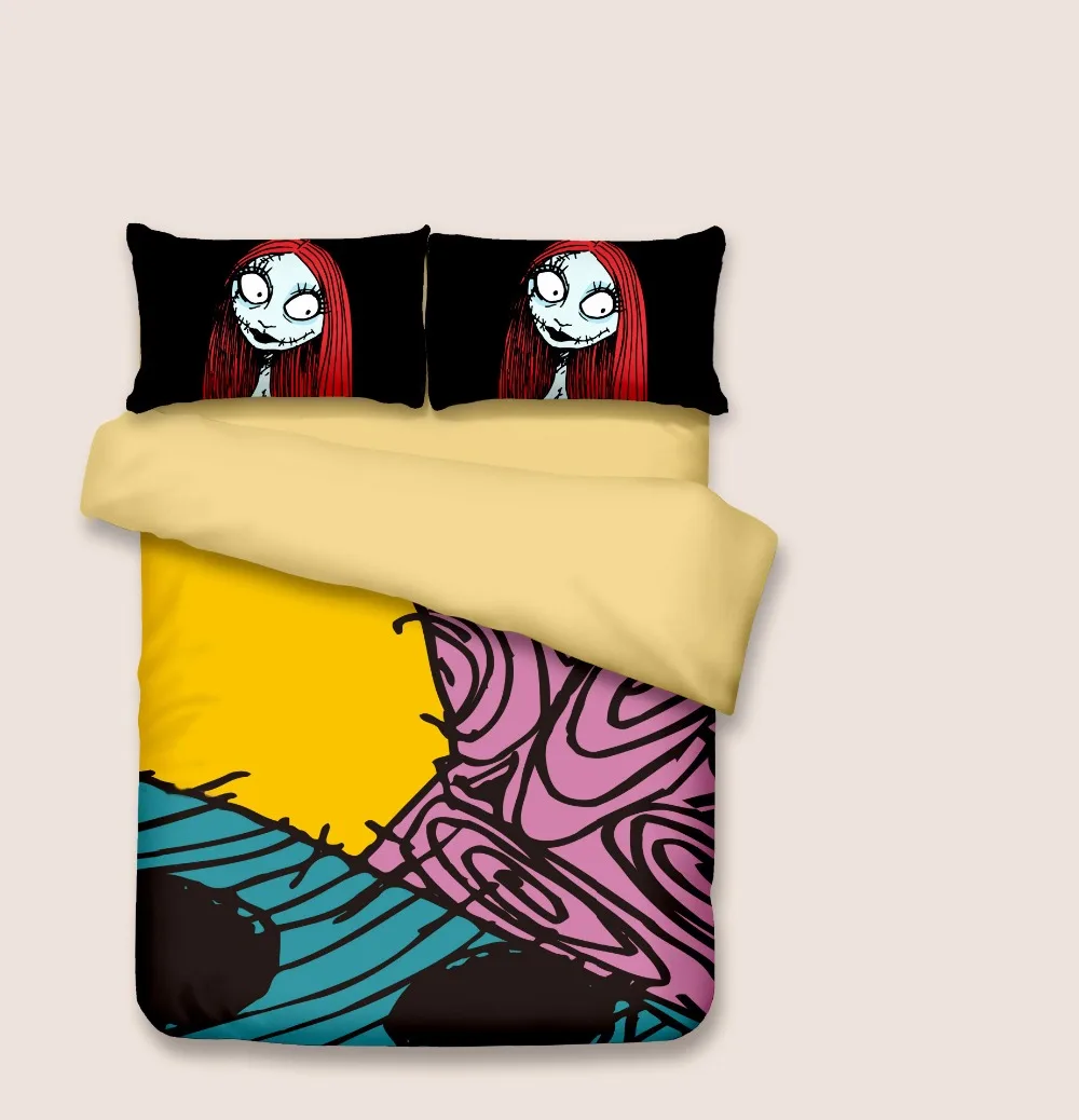 3D черный и белый комплект постельного белья Кошмар перед Рождеством печать