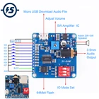 Модуль воспроизведения голоса MP3 музыкальный плеер UART IO триггерный усилитель класса D 5 Вт SDTF-карта для Arduino 64 Мбит 8 м памяти