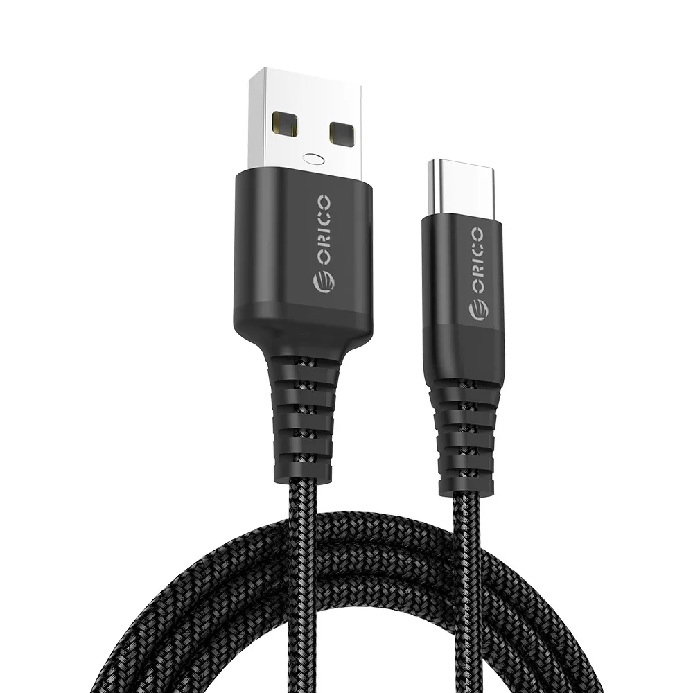 Кабель ORICO type-C-USB-A, 1 м/3 фута, зарядный шнур, USB-C, кабель для синхронизации данных, макс. 3 А, для смартфона, планшета, материя, черный/красный