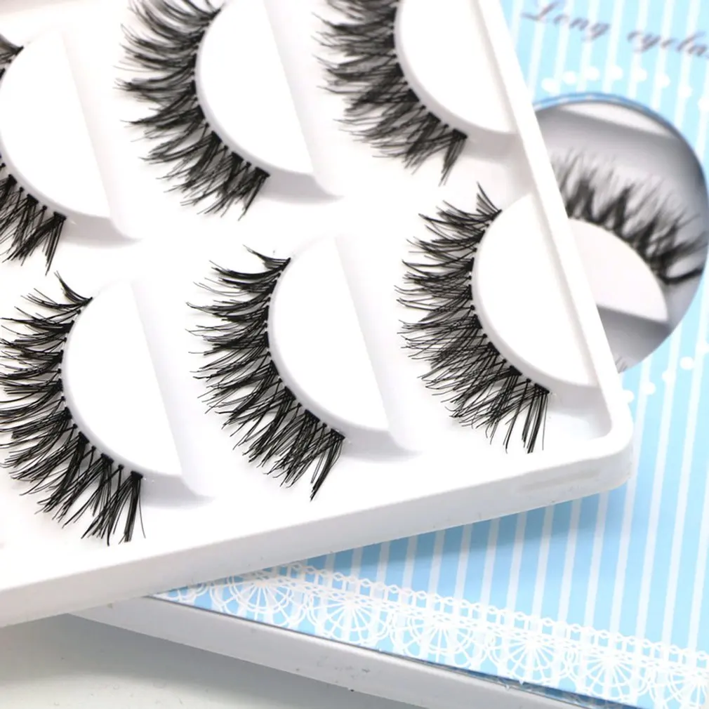

5 Pairs Natural False Eyelash Extension Messy Crisscross False Eyelashes Handmade Full Strip False Eyelashes Mink Lashes