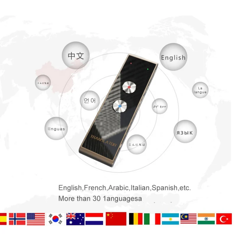Portable T8 Smart Voice Speech Translator Two-Way Real Time 30 Multi-Language Translation For Learning Travelling Business Meet