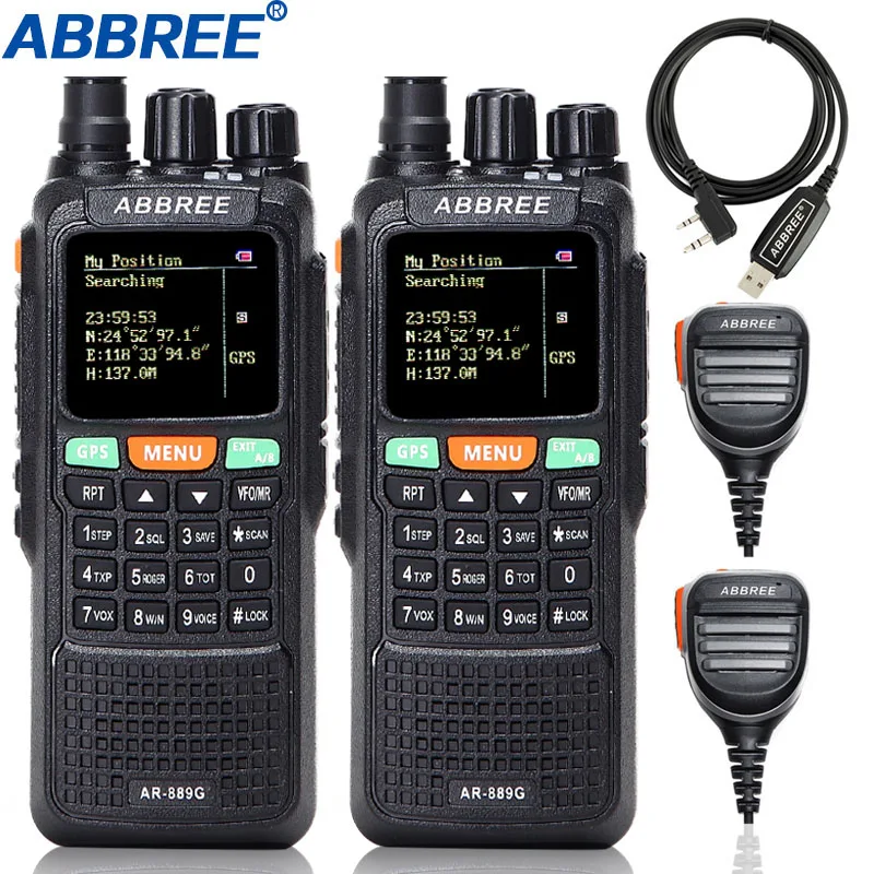 2 шт Abbree AR-889G рация с GPS 10 Вт Высокая мощность перекрестный репитер 400-520/134-174 МГц двухдиапазонный охотничий радиоприемник