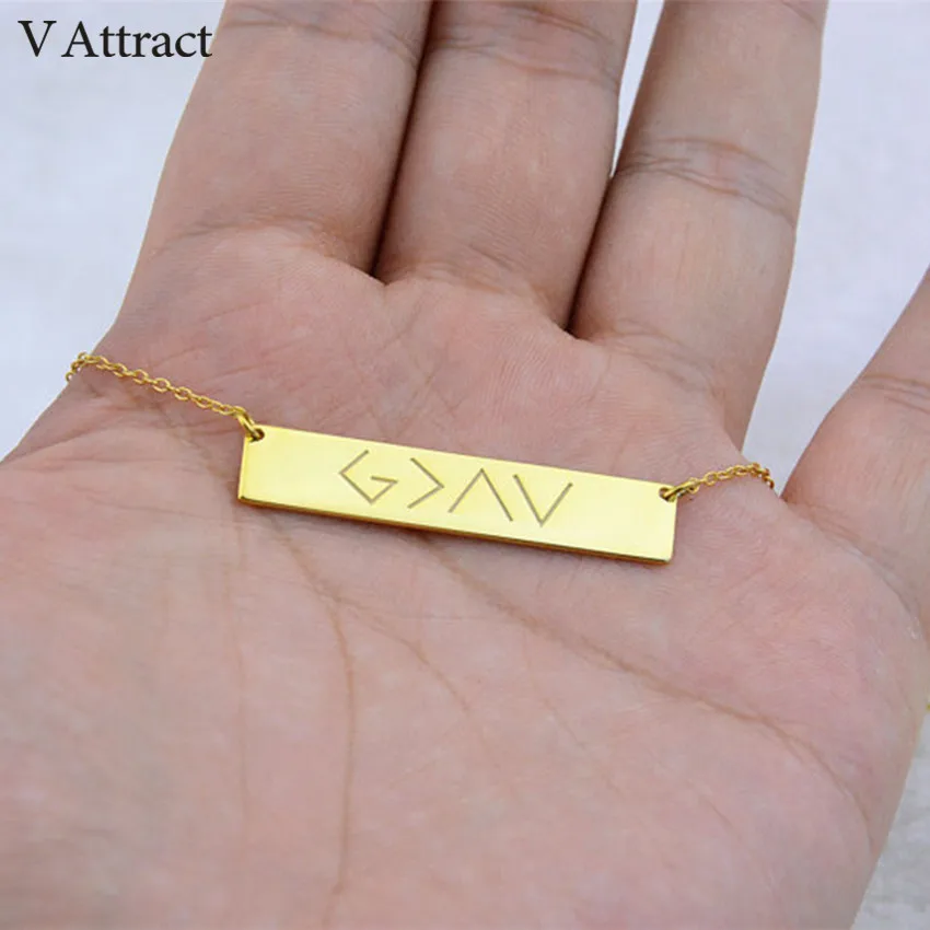 30*5mm Horizontal Bar Engraved Roman Numeral Necklace Personalized Name Jewelry God Is Greater Than The Highs And Lows Choker | Украшения и