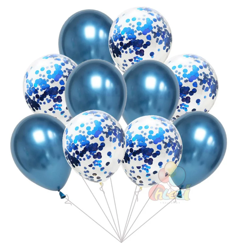 Metallic Blue 10 шт. золотые металлические шары конфетти блестки прозрачный воздушный шар из латекса декор для вечеринки в честь Дня Рождения для украшения свадьбы - Цвет: Metallic Blue
