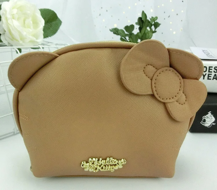 brown Клатч kitty hello kitty, одноцветная сумка для хранения на молнии, XW-230 - Цвет: brown