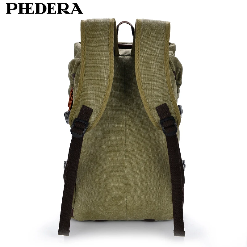 PHEDERA Большой Вместительный холщовый мужской рюкзак дорожный Винтажный Мужской