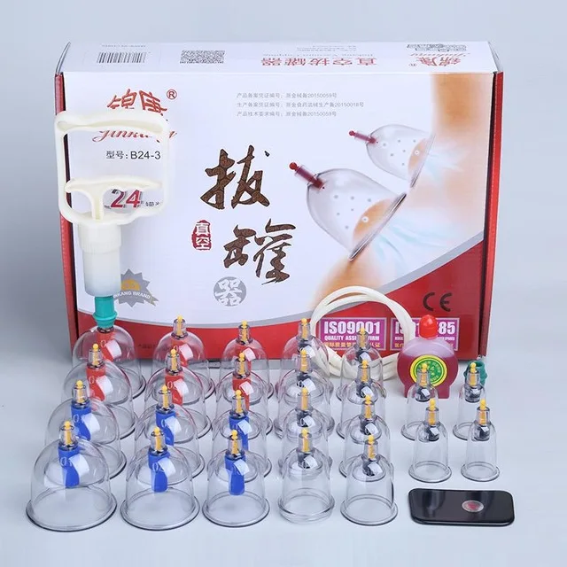 24 pcs 24/32 шт массажный вакуумный Набор для срезания, толстые магнитные аспирационные банки для вакуумного массажа, акупунктурный массаж, присоска с трубкой - Цвет: 24 pcs