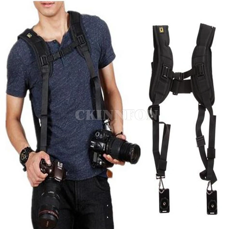 

100Pcs/Lot Black Camera Double Shoulder Sling Backpack Belt Quick Rapid Strap for DSLR Digital SLR Camera